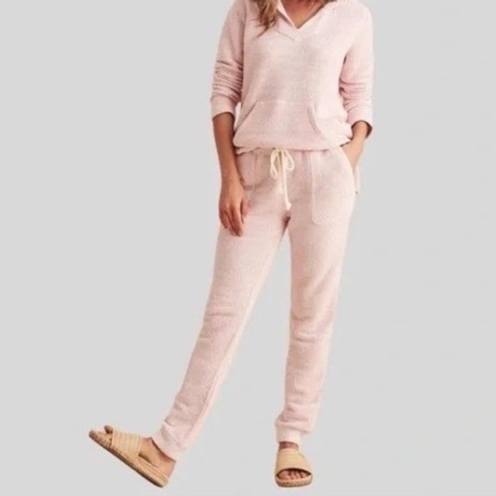 Faherty Seabrook French Terry Jogger Pants‎ Pink Drawstring Textured Knit Sz XL